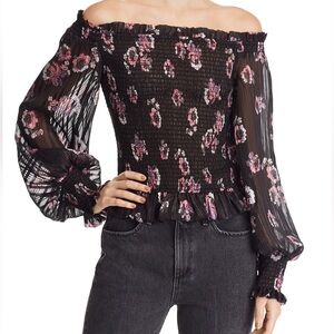 WAYF Eileen Smocked Off-the-Shoulder Top SIZE SMALL. NWOT